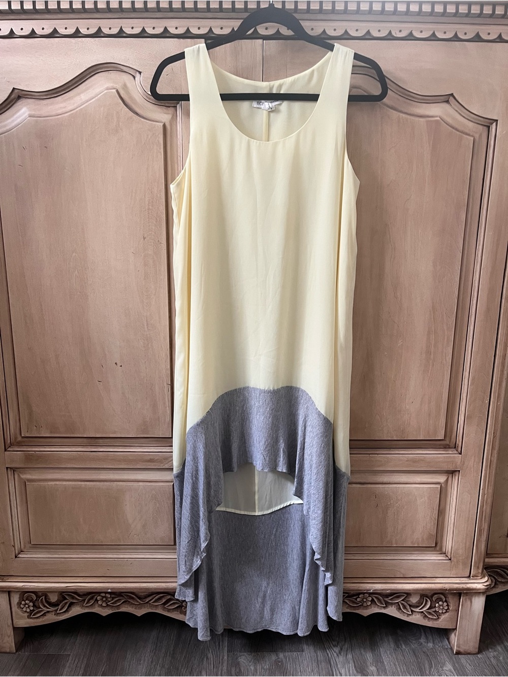 BCBGeneration butter yellow and Gray High-Low Sleeveless Dress